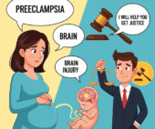 create me a cartoon pohoto for Preeclampsia Fetal Brain Injury Lawyer